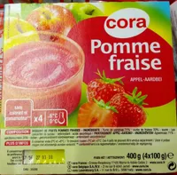 Dessert De Fruits Pomme Fraise, 4 Fois 100 Grammes, Marque Cora