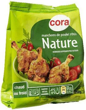 Manchons De Poulet Nature, 250 Grammes, Marque Cora