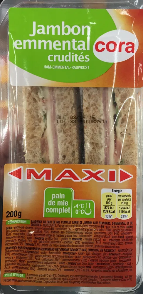 Maxi - Jambon emmental crudités