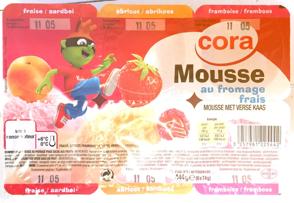 Mousse au fromage frais Fraise, Abricot, Framboise