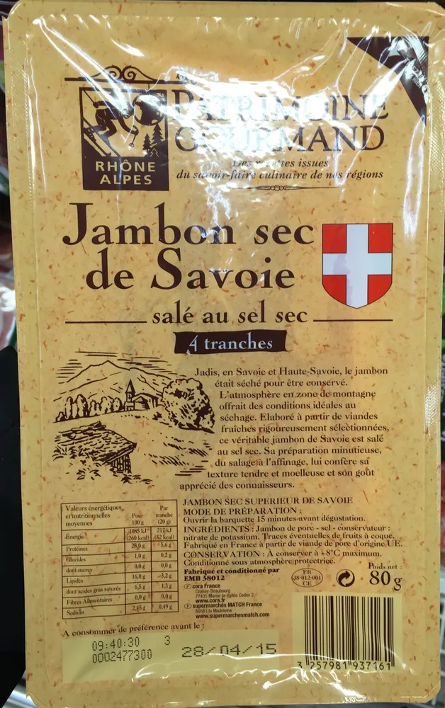 Jambon sec de Savoie salé au sel sec