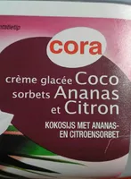 Crème glacée coco sorbets ananas et citron