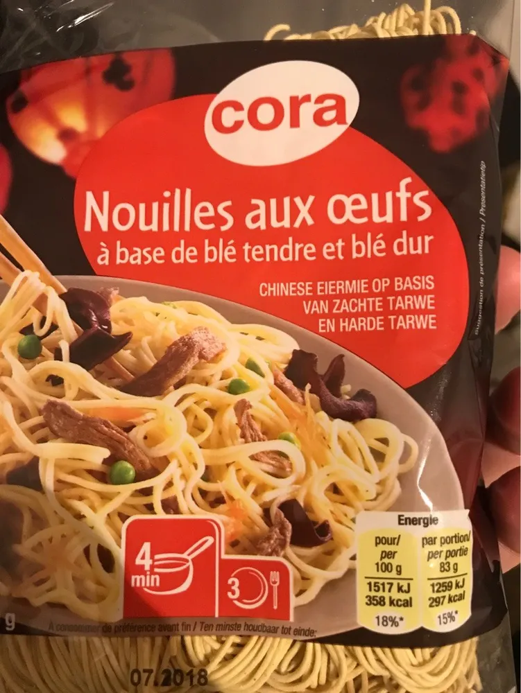 Pâtes Chinoises Aux Œufs, 250 Grammes, Marque Cora