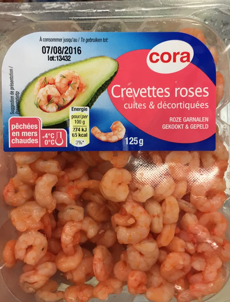 Crevettes roses cuites & décortiquées