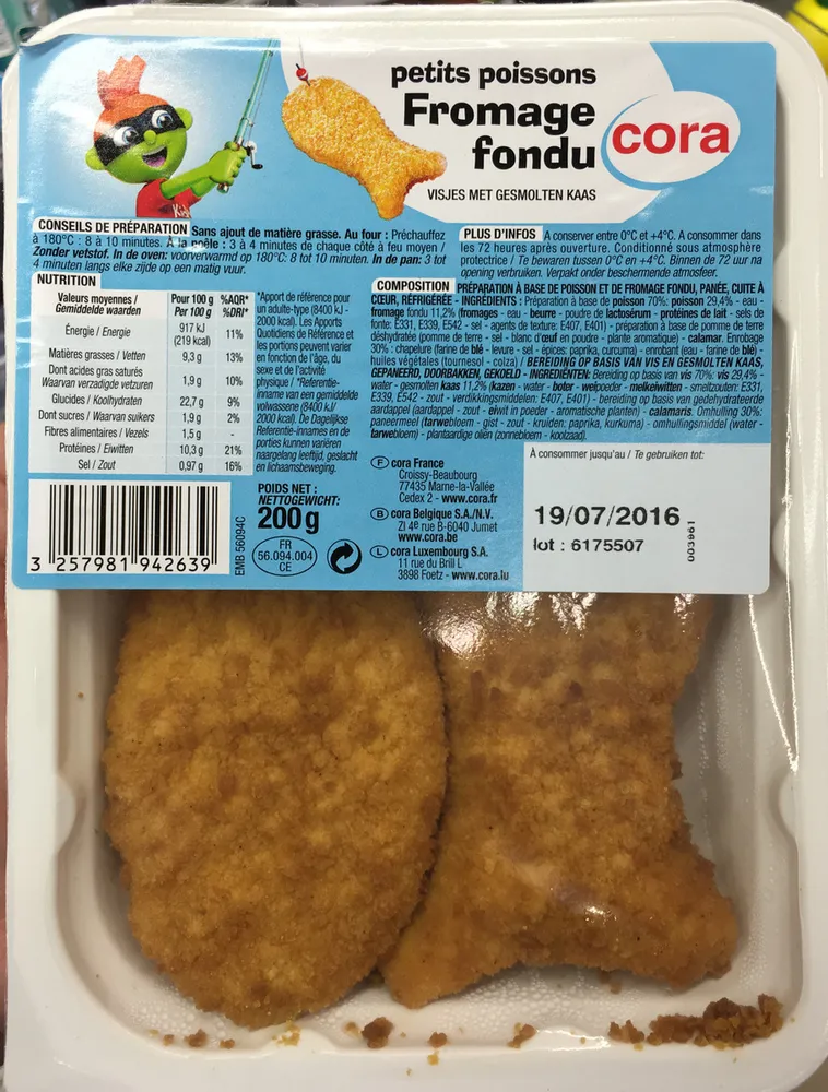 Petits poissons Fromage fondu