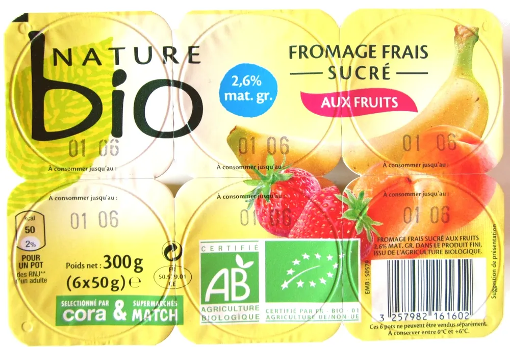 Fromage frais sucré aux fruits