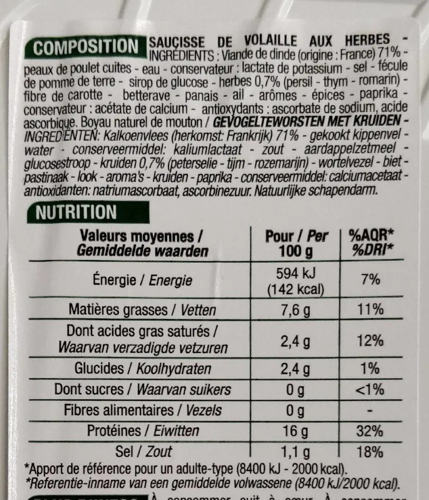 Saucisses de volaille aux herbes