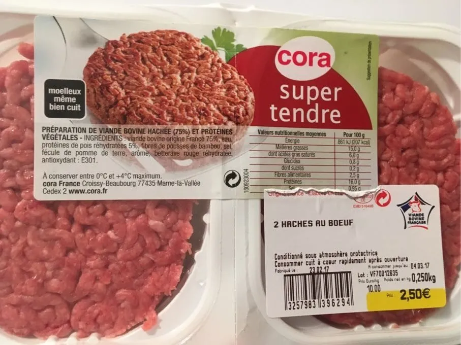 Preparation De Viande Bovine Hachée Et Protéines Végétales