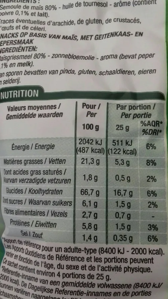 Croustillants Goût Fromage de Chèvre Poivré