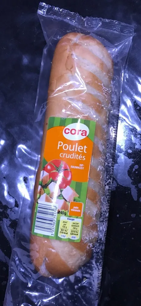 Sandwich poulet crudités