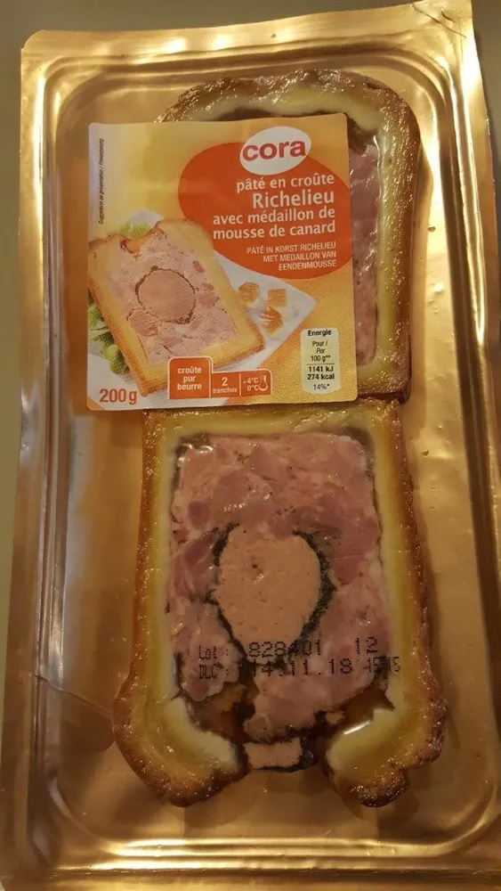 Pâte en croûte Richelieu avec médaillon de mousse de canard