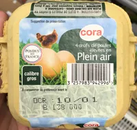 4 oeufs de poules élevées en plein air