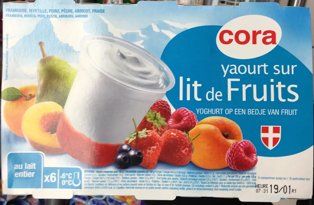 Yaourt sur lit de fruits