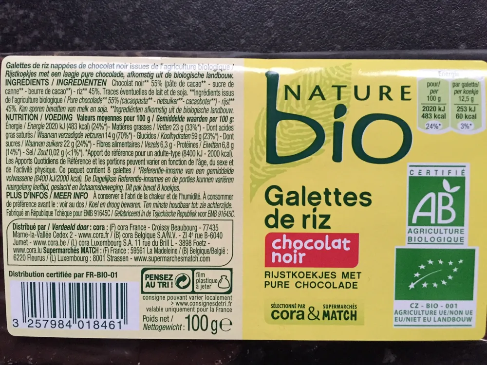 Galettes de riz chocolat noir