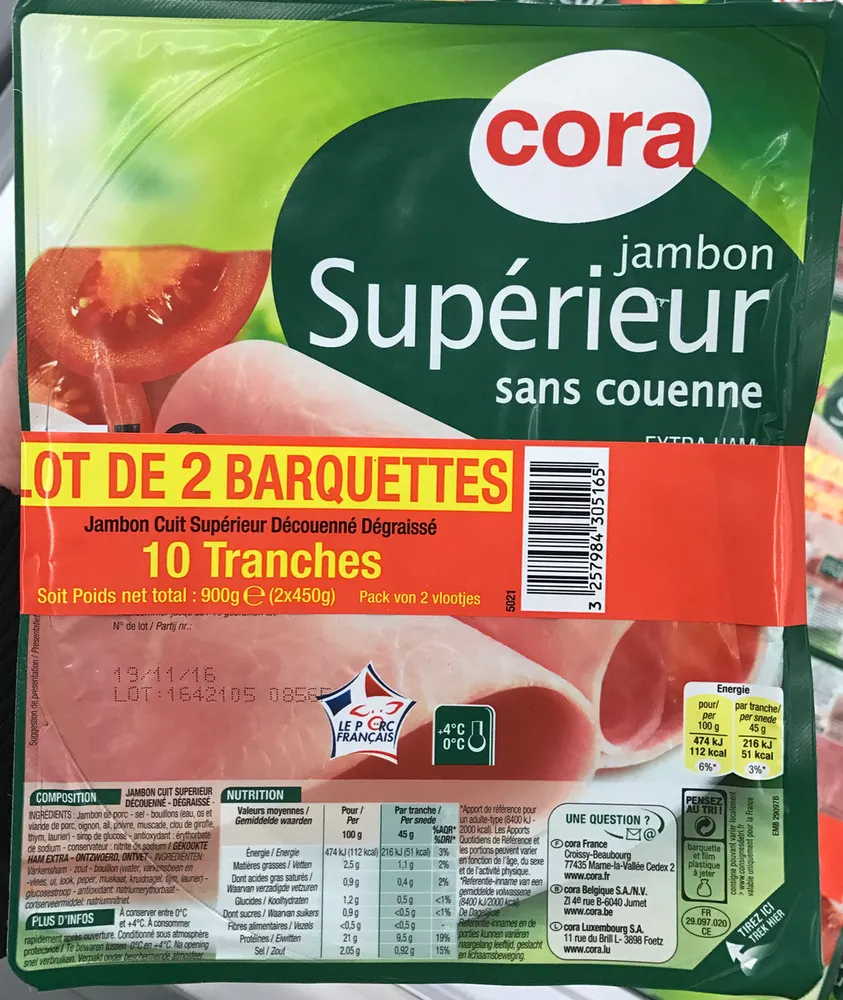 Jambon supérieur sans couenne