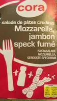 Salade de pâtes crudités mozzarella jambon speck fumé