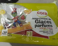 Assortiment de glace parfums orange fraise citron cola