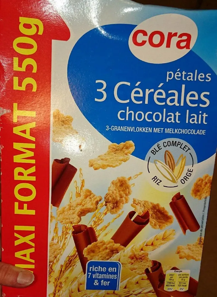 Pétales 3 céréales chocolat au lait