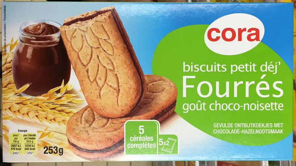 Biscuits petit déj' Fourrés goût choco-noisette