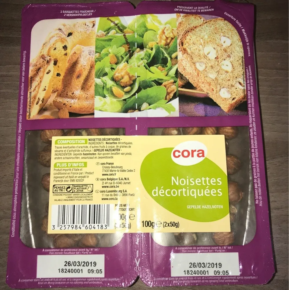 Noisettes décortiquées