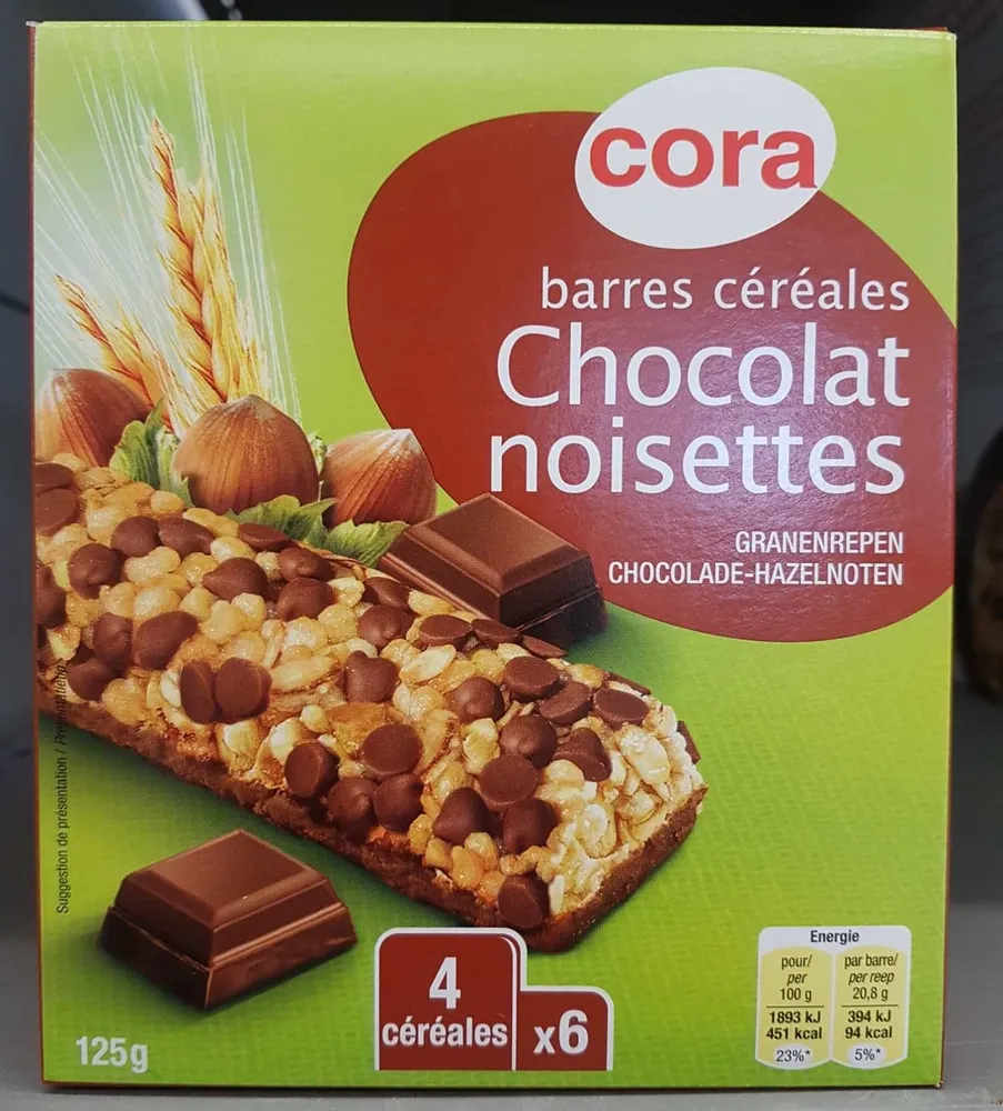Barres Céréales Chocolat Noir Noisettes