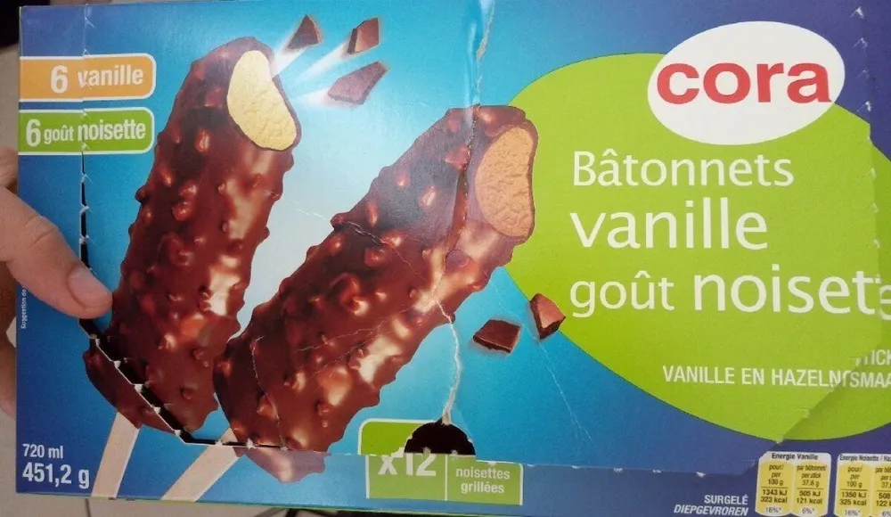 Bâtonnets vanille noisette