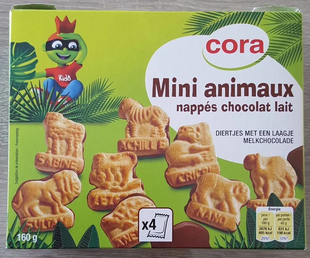 Mini animaux nappés chocolat lait