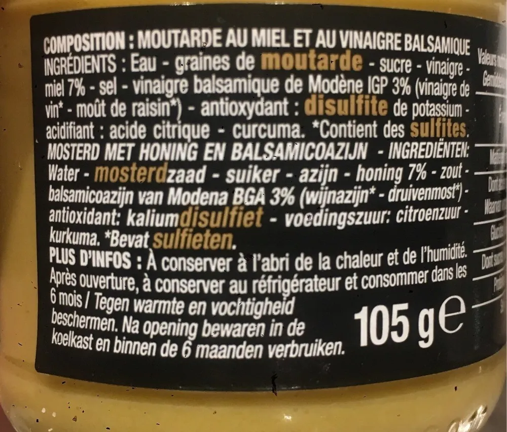 Moutarde miel et vinaigre balsamique