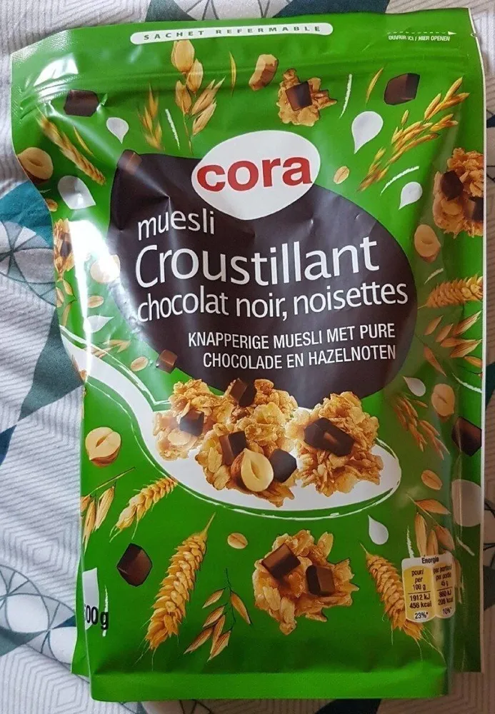 Muesli croustillant chocolat noir, noisettes