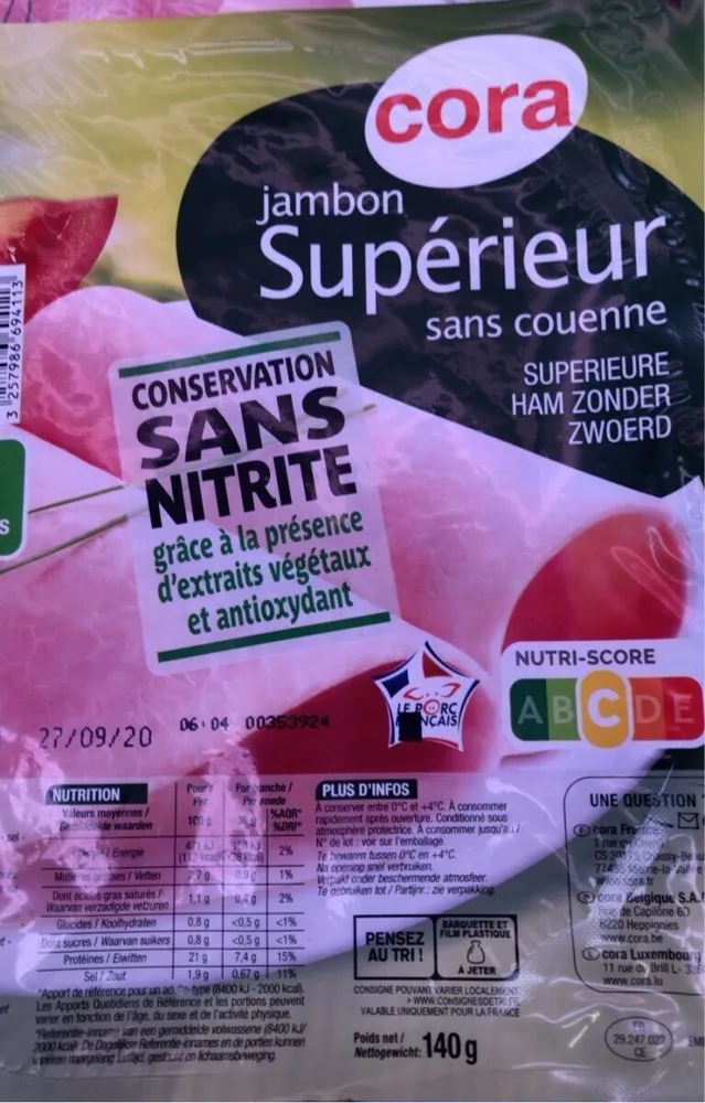 Jambon superieur sans couenne