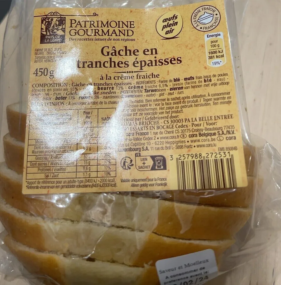 Gâche en tranches épaisses