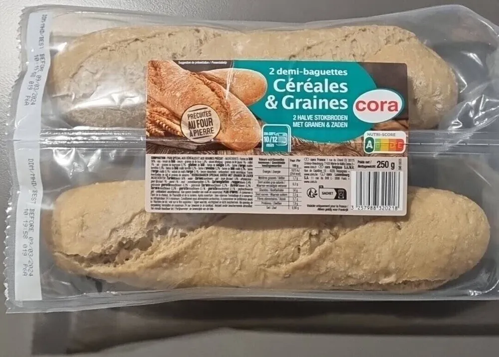 2 demi-baguettes Céréales et graines