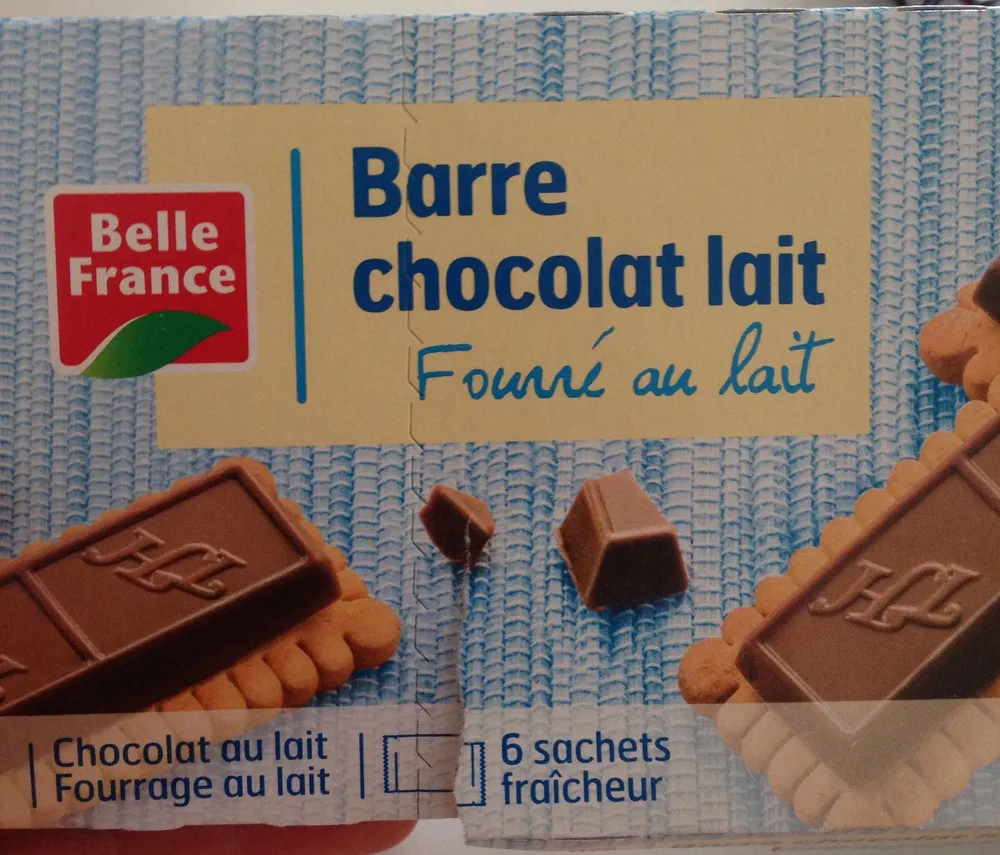 Barre chocolat lait, fourré au lait