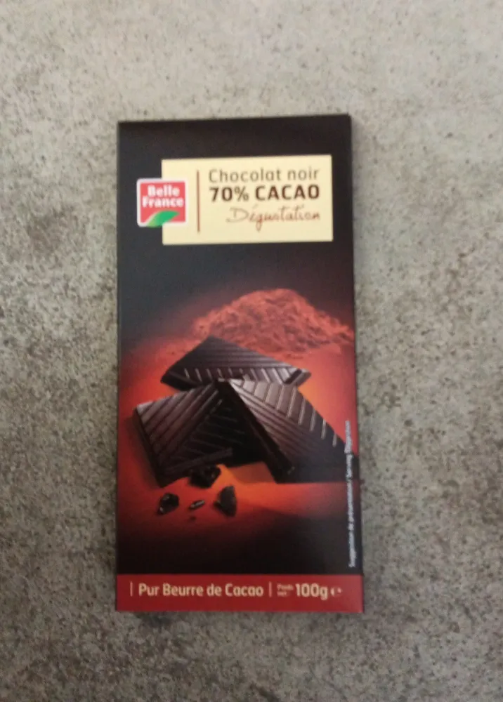 tablette chocolat noir 70% cacao belle France