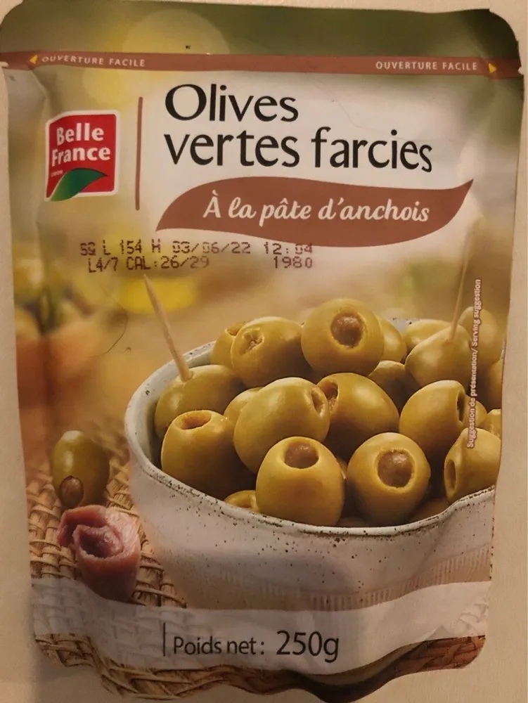 Olives vertes farcies pâte d'anchois