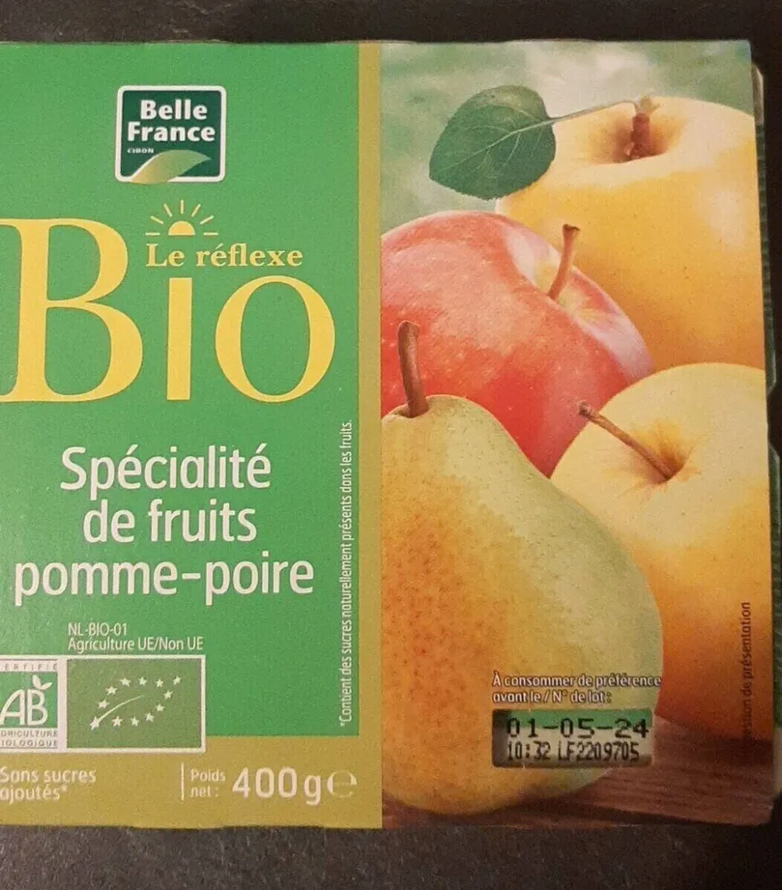 Compote pomme poire bio