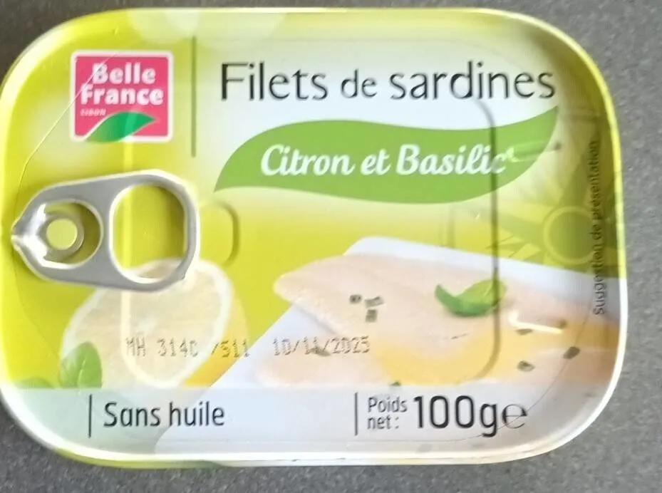 Filets de sardines citron et basilic