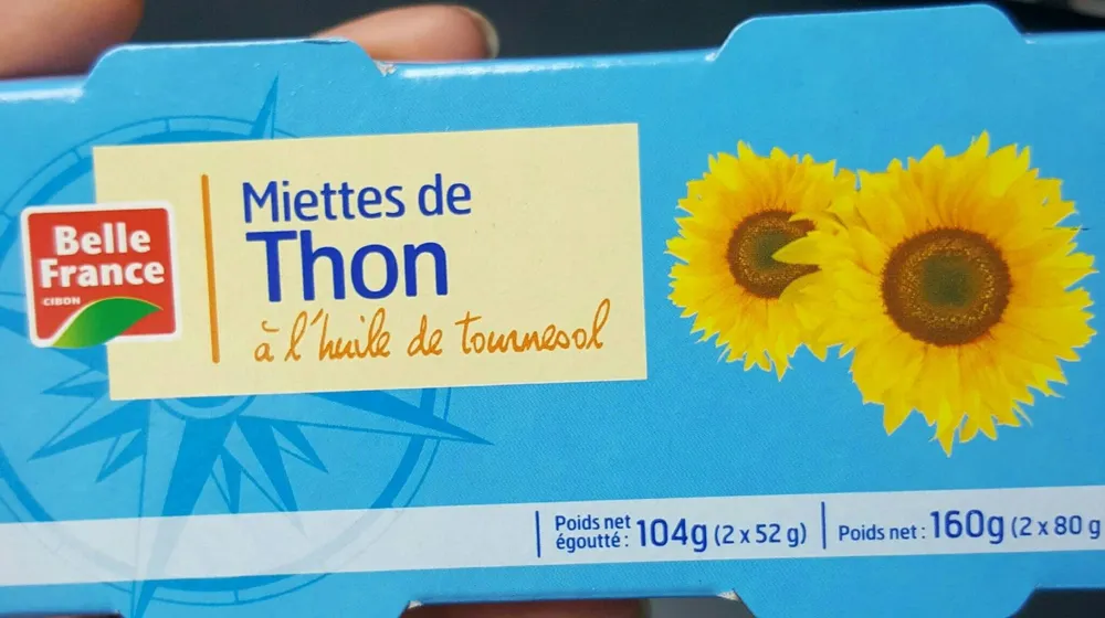 Miettes de thon à l'huile de tournesol