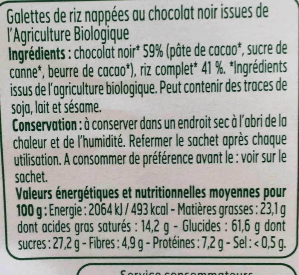 Galettes de riz chocolat noir