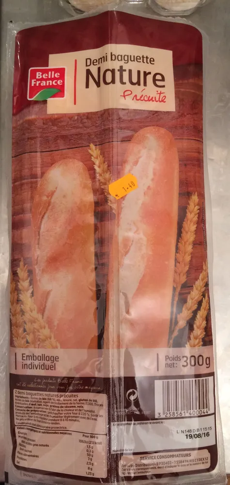 Demi baguette nature Précuite