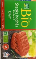 Steaks hachés pur boeuf surgelés 15% mat gr