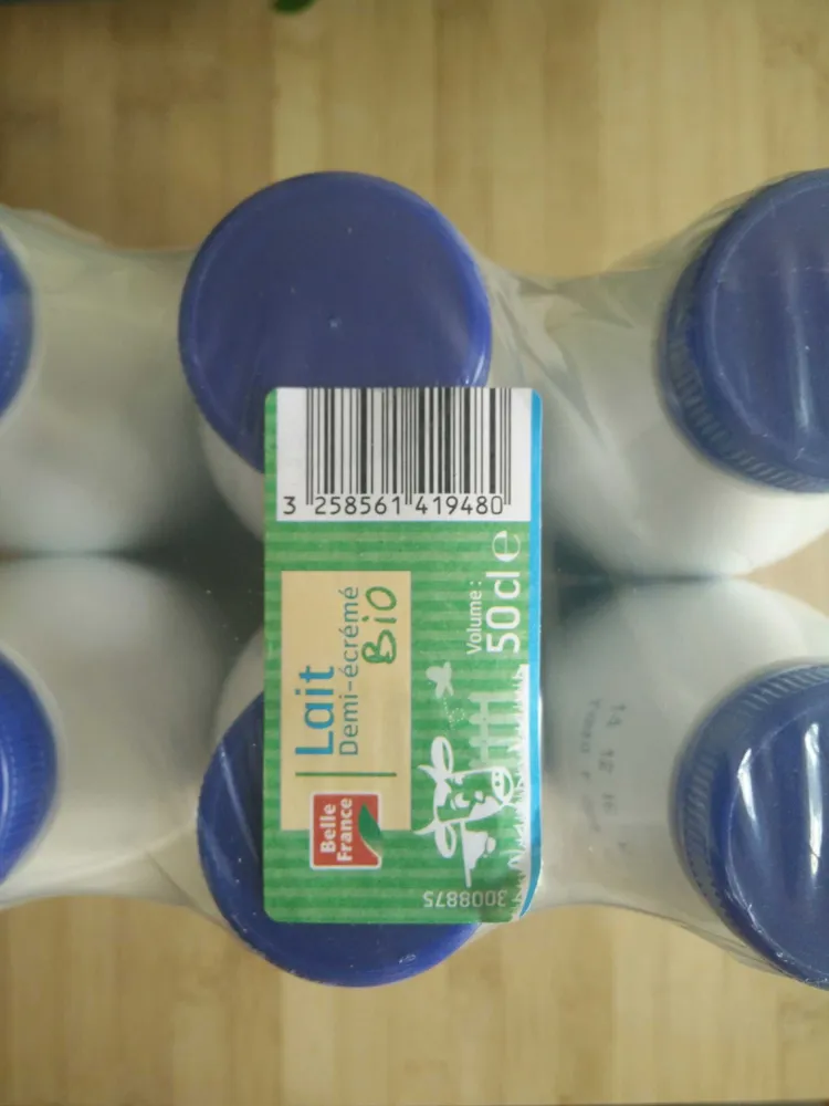 Lait demi-écrémé bio