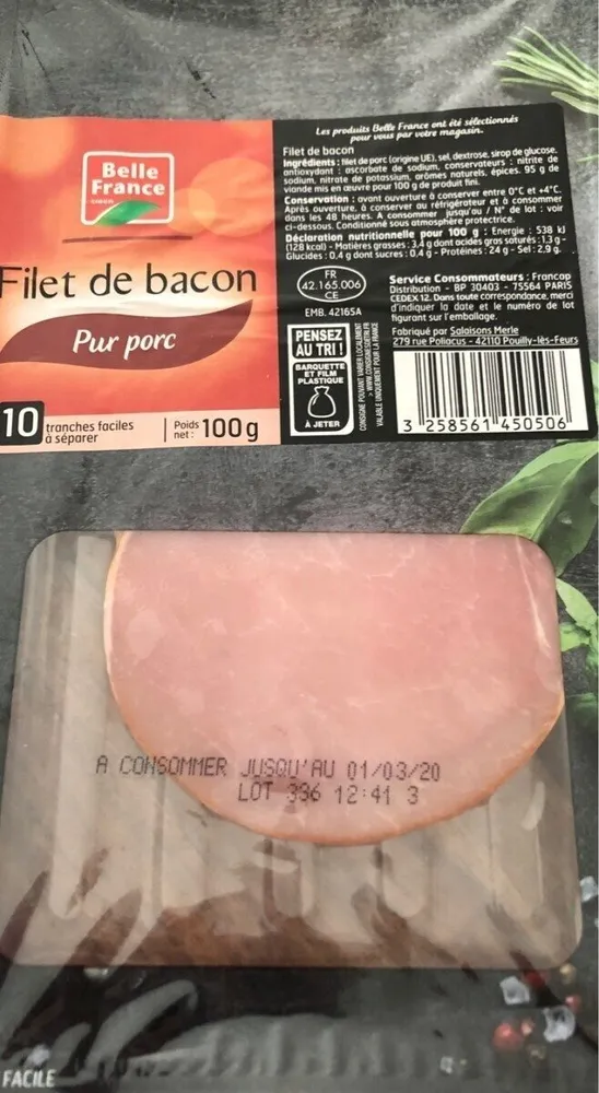 Filet de bacon pur porc