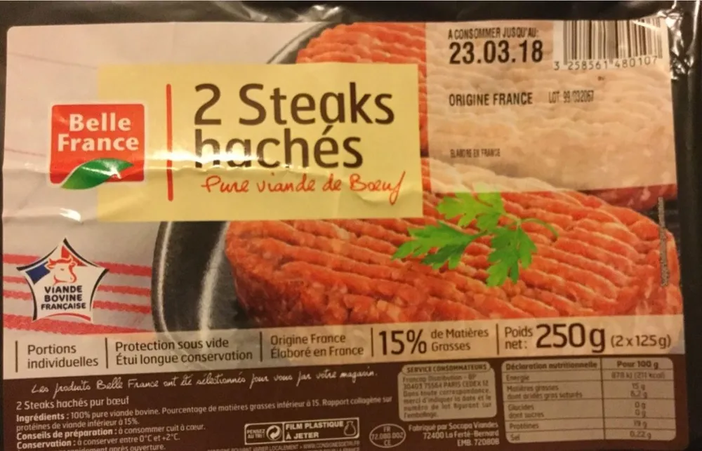 Steak haches pur viande de boeuf 15%