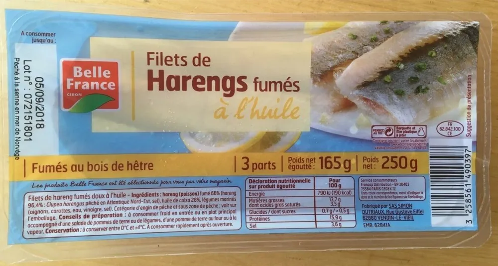 Filets de Harengs fumés à l'huile