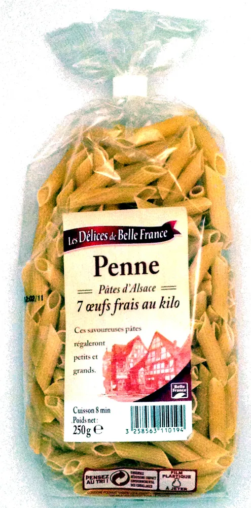 Penne Pâtes d'Alsace (7 œufs frais au kilo)