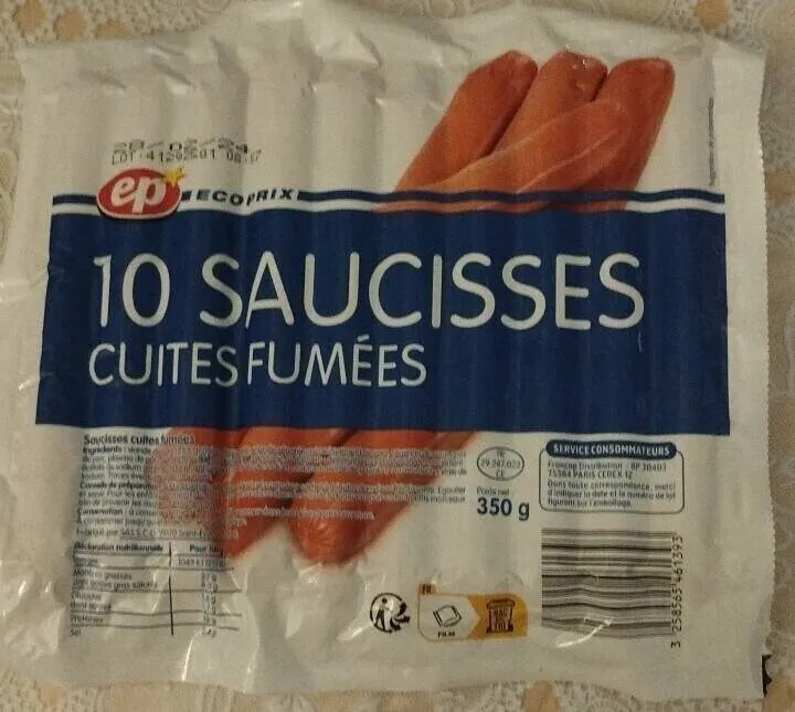 10 Saucisses cuites fumées