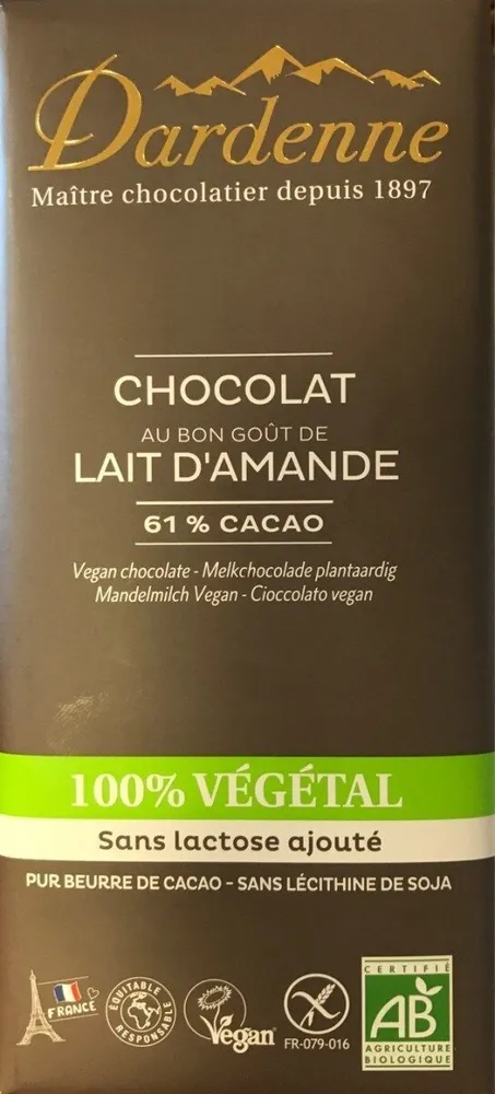 Chocolat Lait 100% Vegetal SS Glut