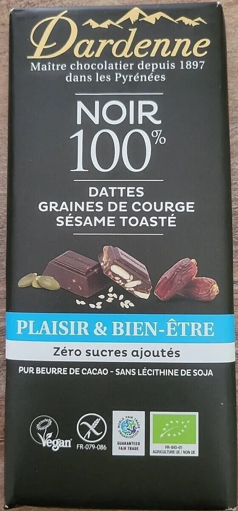 Noir 100% dattes, graines de courge, sésame toasté
