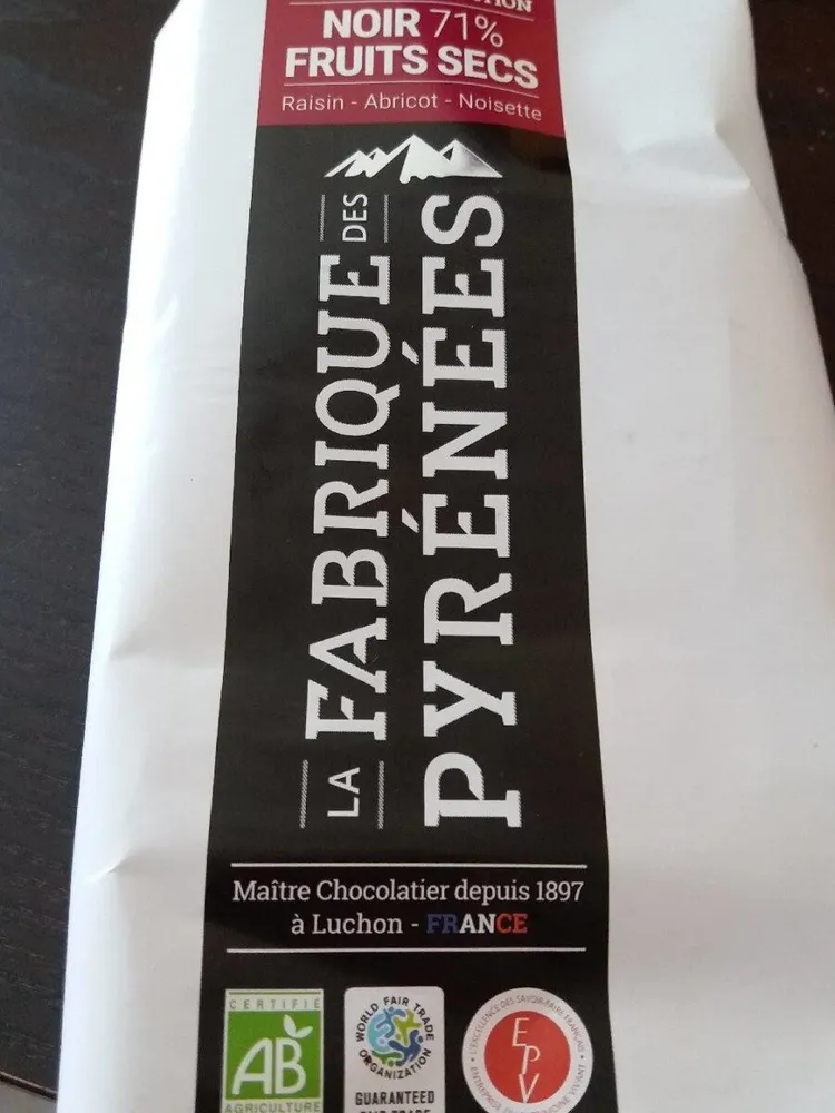 Chocolat noir 71% fruits secs